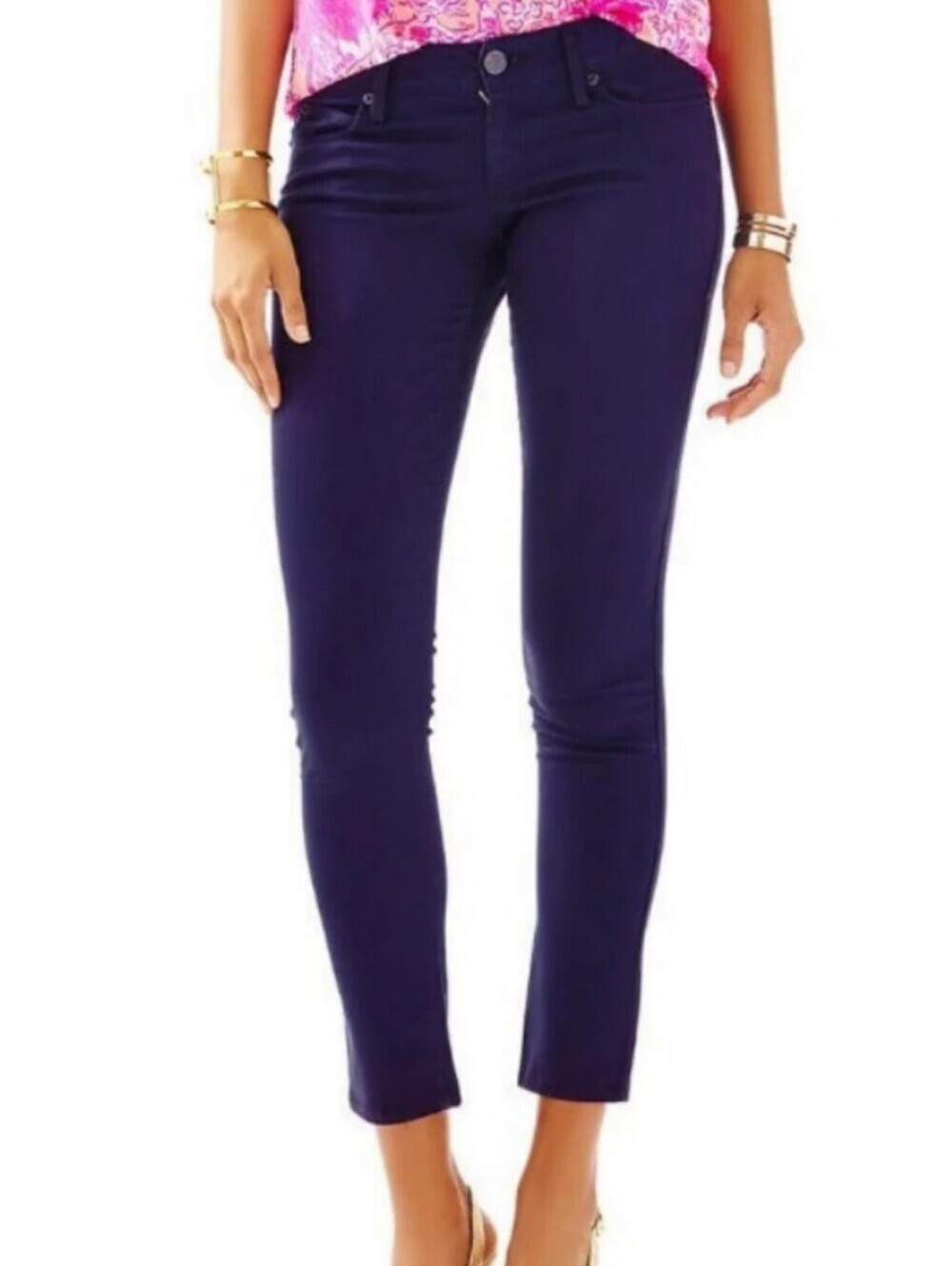 Lilly Pulitzer Navy Worth Skinny Pants with Branded Button